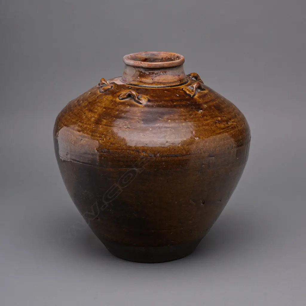 Stoneware tea leaf jar (chatsubo) – Shigaraki - late Edo period Image 1++